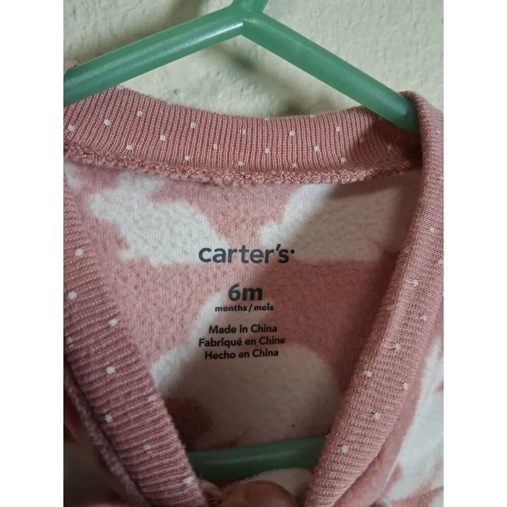 Carters Fleece Pajamas Bunnies Baby Infant Girls 6 Months Pink